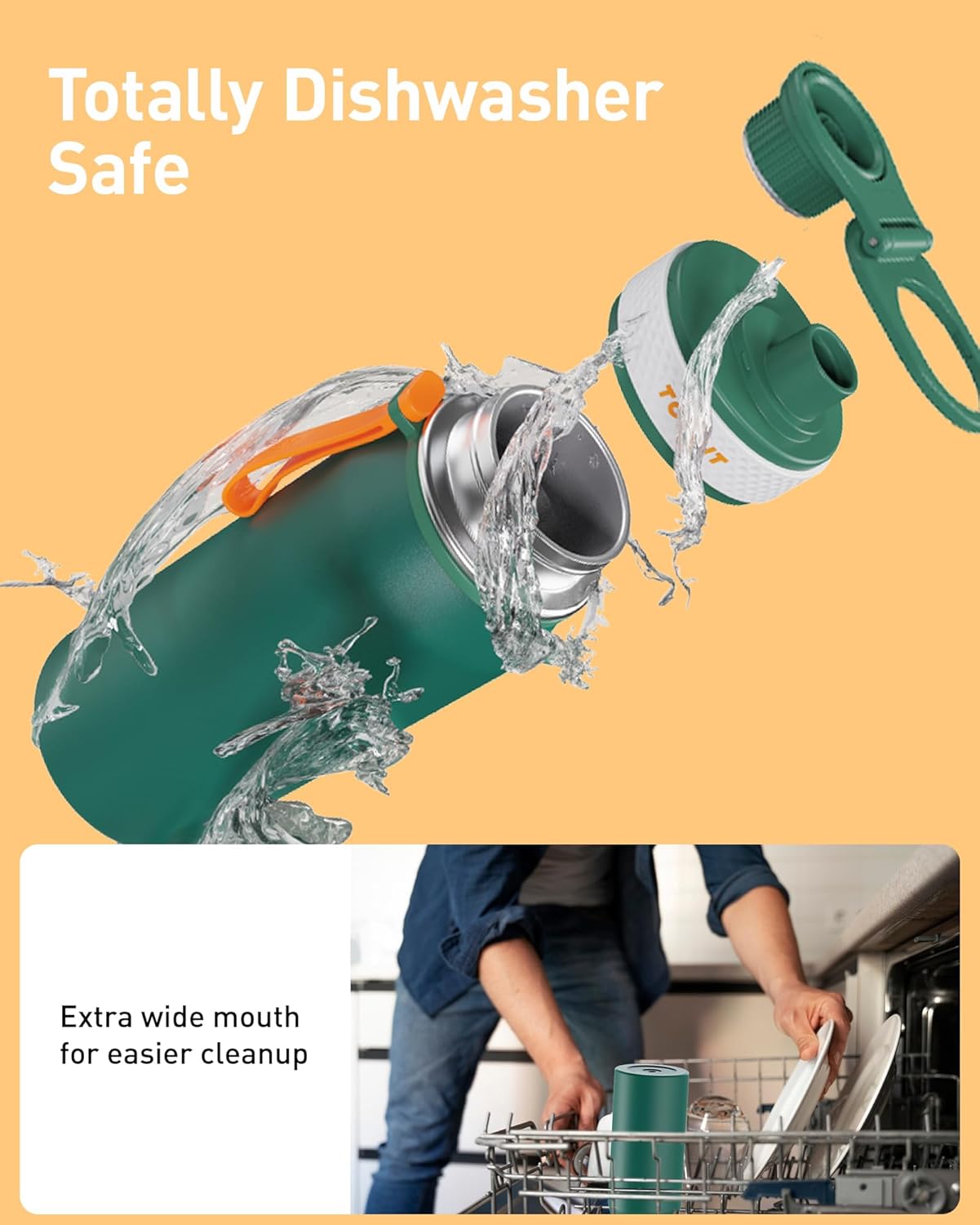 TOURIT 32oz Stainless Steel Wide Mouth Water Bottle, Double-Wall Vacuum Insulation with Spout Lid for Sports and Travel, Sapphire - Image 5