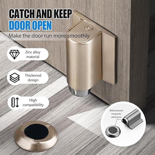 Miniatura 4 de Topes magnéticos mejorados para puerta, sin taladro, invisibles, con tornillos, pegamento sin clavos, resistente, tope de puerta, soporte para