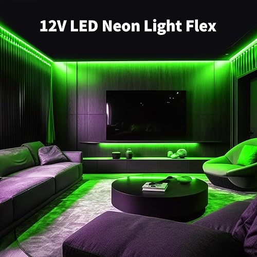 Miniatura 7 de Tira de luces LED de neón de 16.4 pies, tira de luz de neón de 12 V, cuerda de luz de neón impermeable, luz LED flexible de silicona para