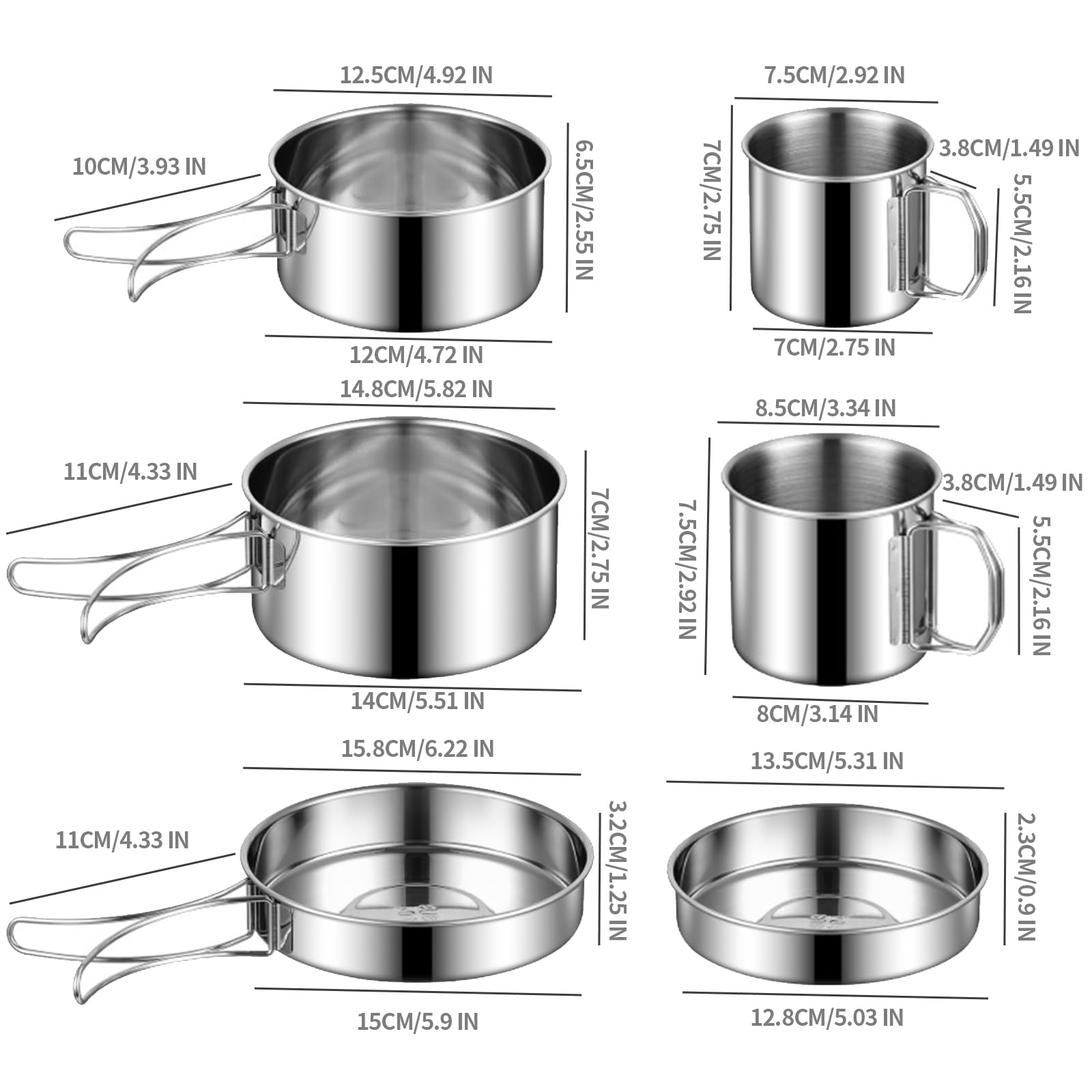 Set Pentole Da Campeggio 17 Pezzi - Acciaio Inox 304 Per Escursioni E Picnic - Foto 11