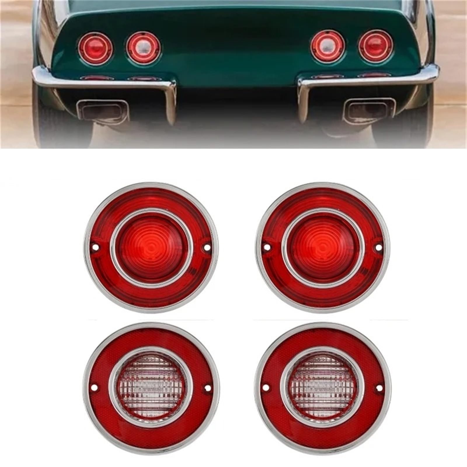 Auto luz Trasera para Chevrolet para Corvette para C3 1975-1979 Sin Bombillas Juego De 4 Luces Traseras Y Luces De Marcha Atrás para Coche Faro Trasero Halógeno(Smoked Shell)
