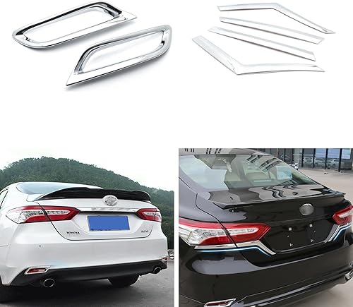 Xotic Tech - Kit combinado de luces antiniebla y luz trasera para parabrisas, marco de bisel de párpado, cromado, compatible con Toyota Camry