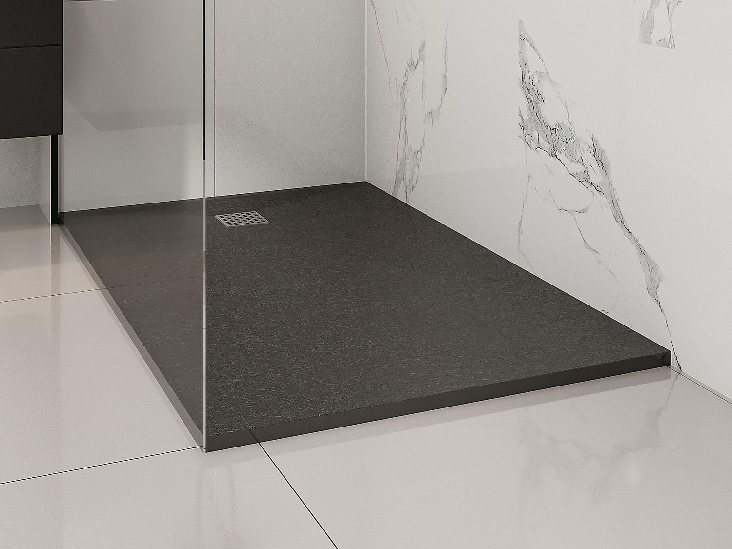 Vente-unique - Plato de Ducha de Resina - Negro - 140 x 90 cm - MIRNOSA