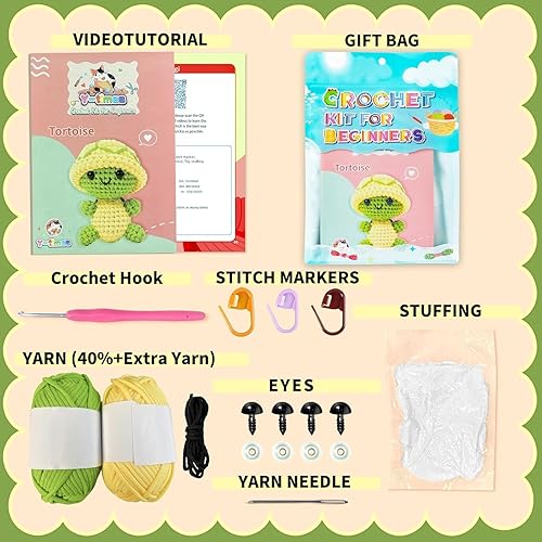Miniatura 6 de Y-times Kit de ganchillo para principiantes con hilo suave, kit de ganchillo para principiantes con tutoriales en video paso a paso, kits de