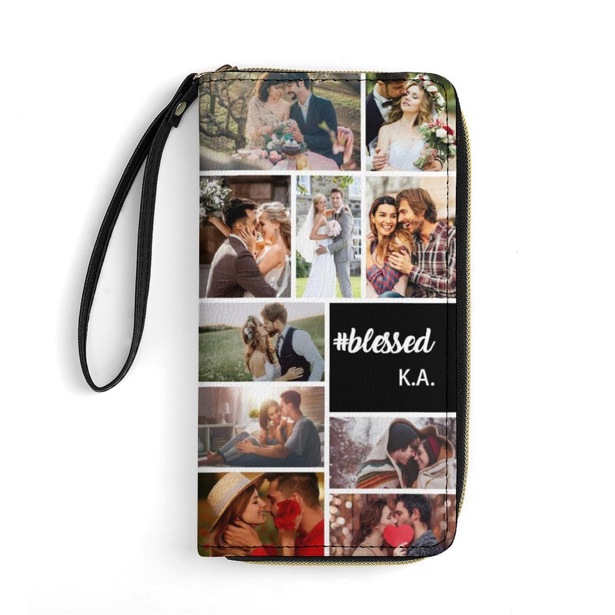 Smallduuck Personalized Photo Collage Leather Wallets for Women Custom Photo Zipper Wallet Picture PU Leather Wallet Name Credit Card Clutch Long