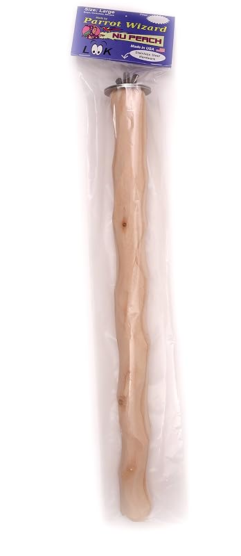 Poleiro para aves de madeira Extended NU Perch® Parrot Wizard para Cacatuas, Araras e Papagaios-cinzentos-do-Congo, Grande, 45,72 cm