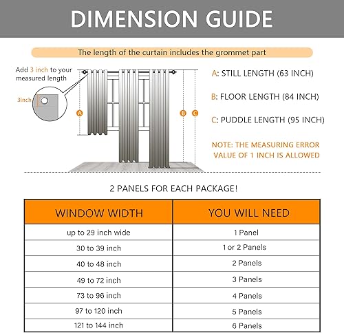 Miniatura 5 de Cortinas para sala de estar de 84 pulgadas de largo, semitraslúcidas que filtran la luz, protegen la privacidad, juego de cortinas con patrón de