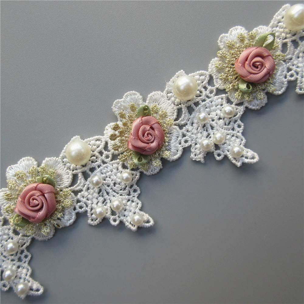 Bege Pnk Floral Embrodered Trm,ndan Fabrc Embrodered Border