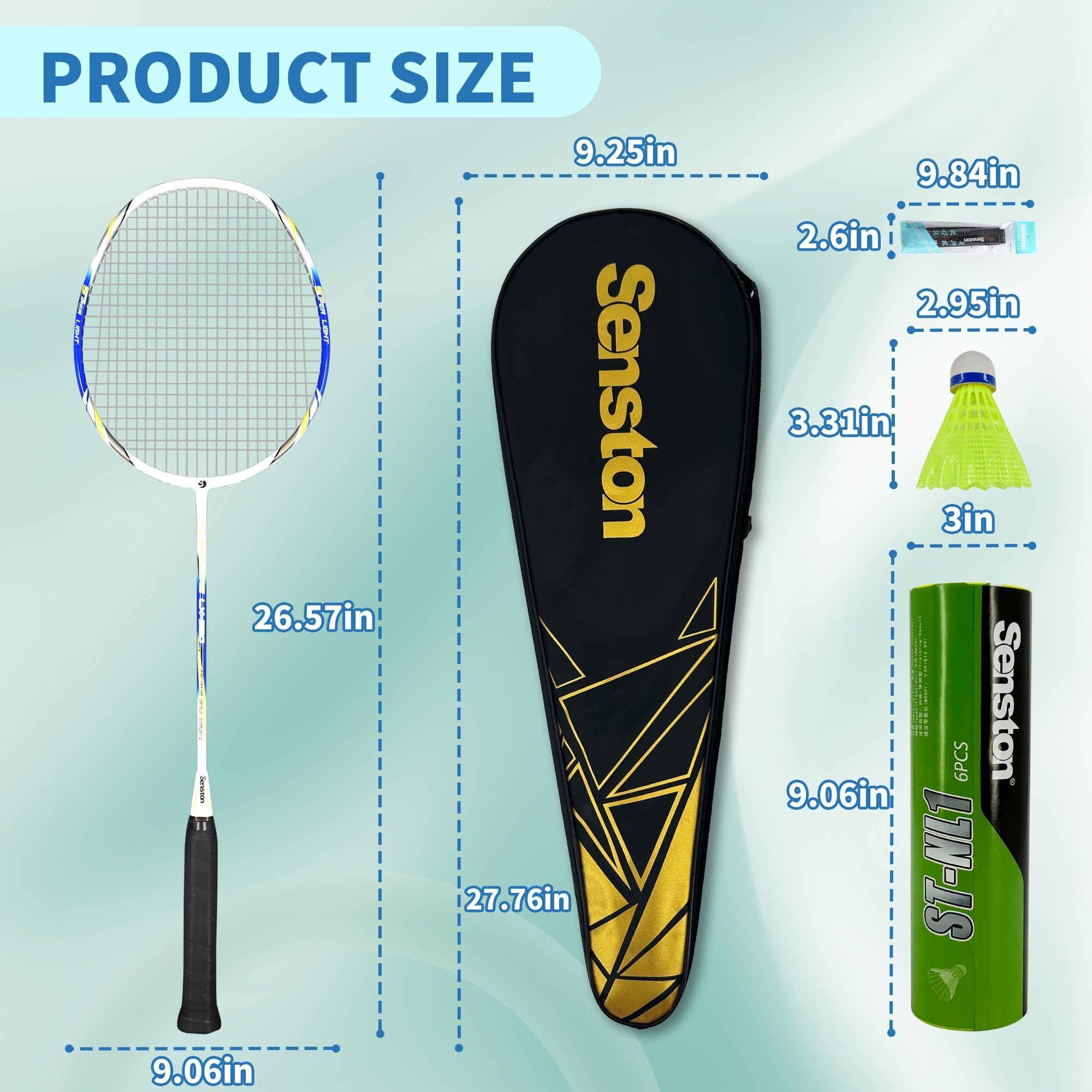 Senston Graphit Badminton-Set Leichtgewicht Badmintonschläger mit Schlägertasche Badminton Schläger Federballschläger für Training, Unterhaltung