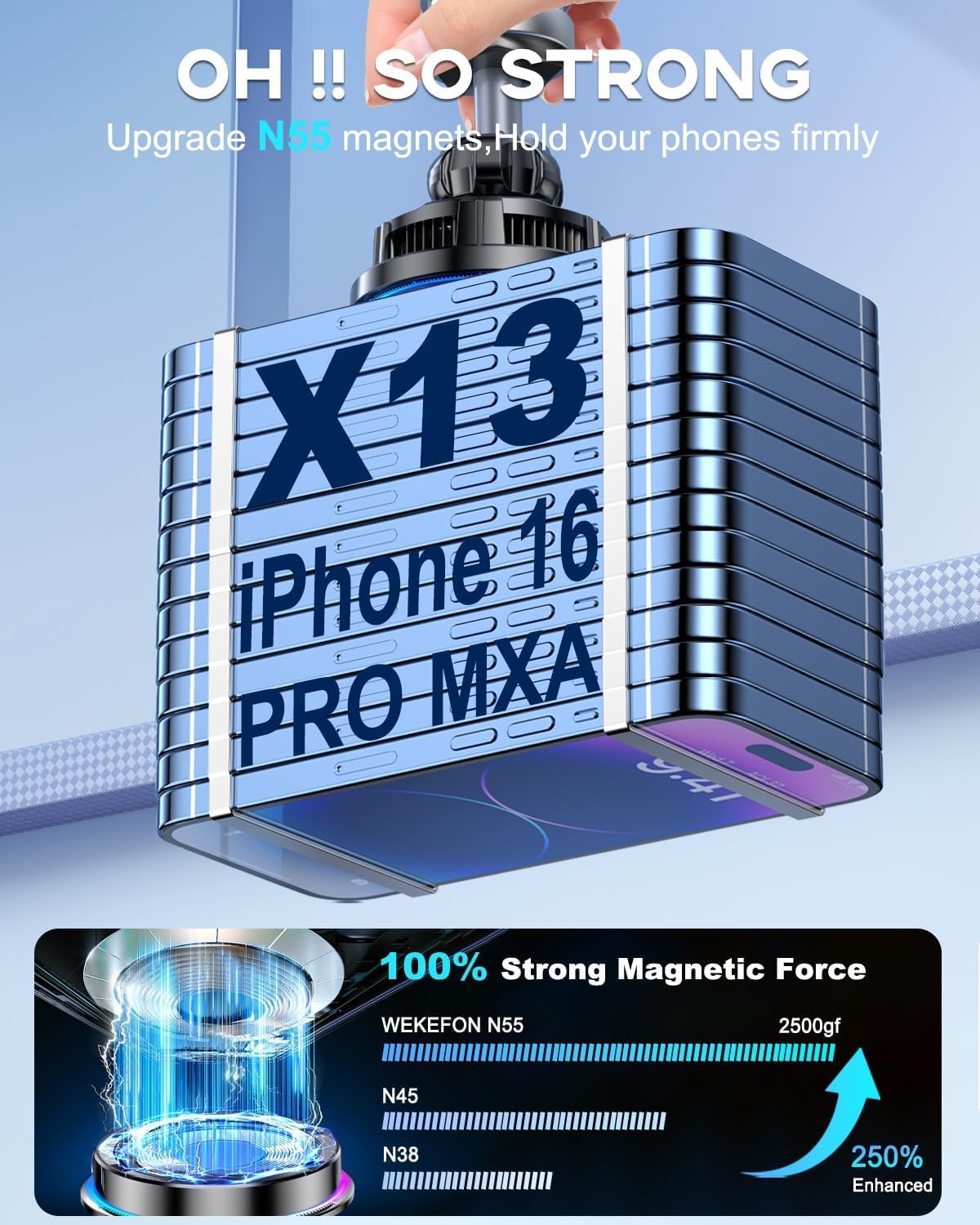 2026 Upgraded TEC & Fan Cooling Magnetic Wireless Car Charger, For 15W Magsafe Car Mount Charger, Air Vent Dashboard Fast Charging Car Phone Holder for iPhone 17/16/15/14/13/12, Samsung ＆ Pixel