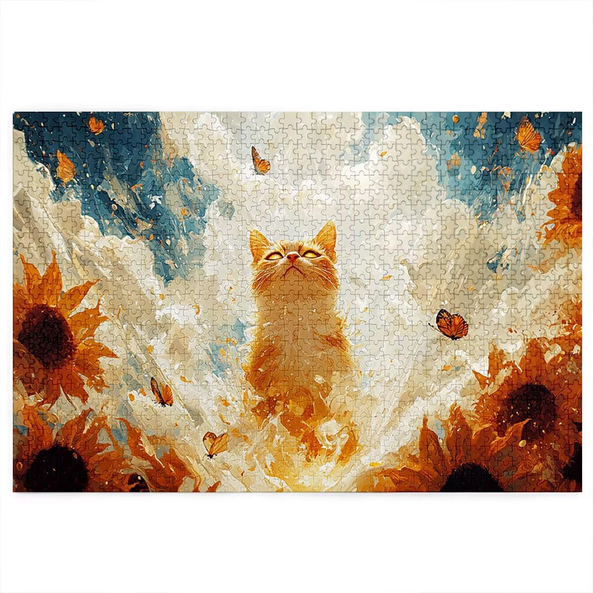Puzzle dla dorosłych 4000, puzzle dla kotów, dla dorosłych, słonecznik, 4000 elementów, drewniane puzzle z wykwintnym pudełkiem, niemożliwe puzzle do dekoracji wnętrz, prezenty dla kobiet/mężczyzn