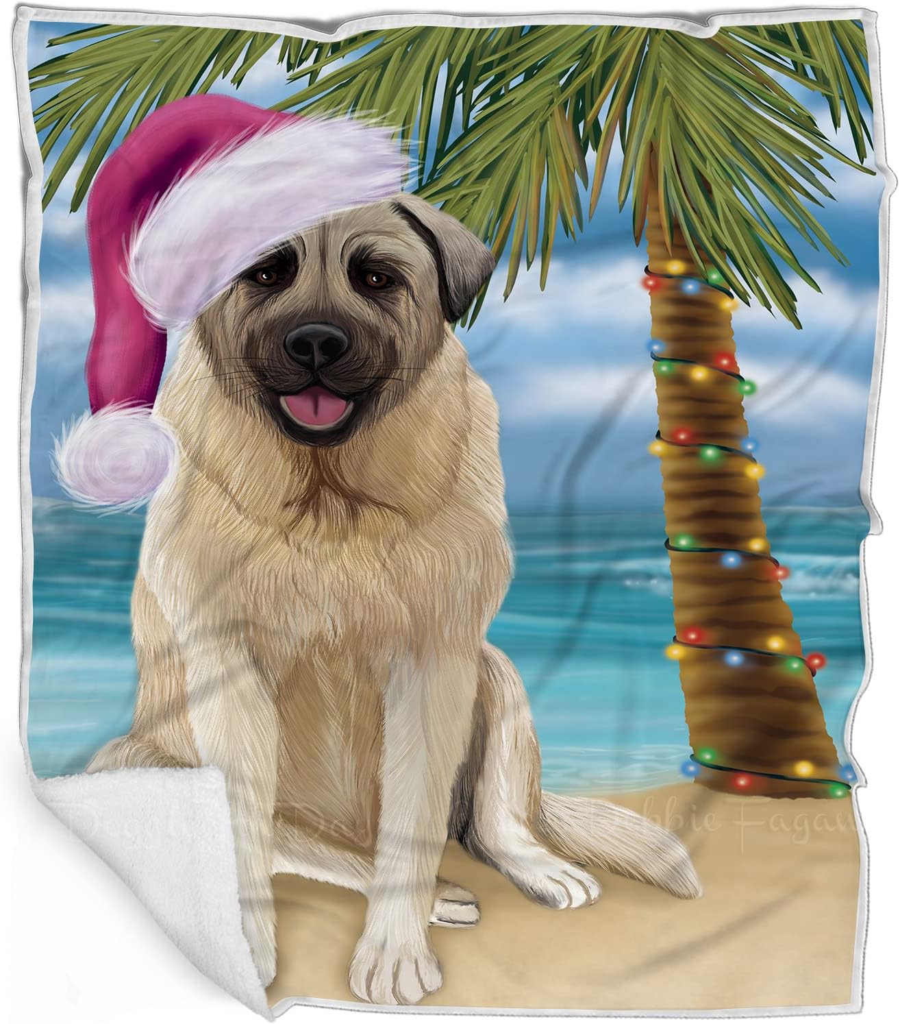 Anatolian Shepherd Dog Blanket - Christmas Summertime Beach - Super Soft & Warm Pet Theme for Sofa or Bed, Warm Fleece, Sherpa or Woven Material, BLNKT87096 (50x60 Woven)