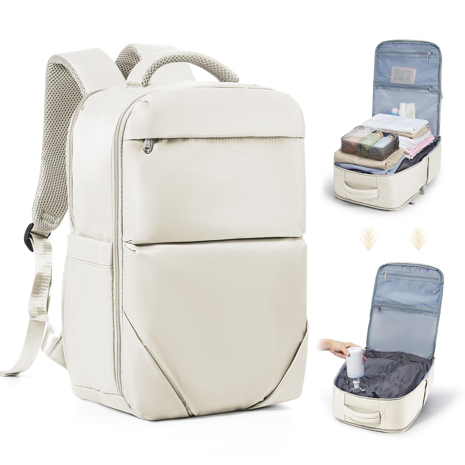 Zaino Da Viaggio Sottovuoto Coofay Con Pompa Integrata, Dimensioni 47x33x15 Cm, USB, Per Aereo (bagaglio A Mano Ryanair Compatibile)