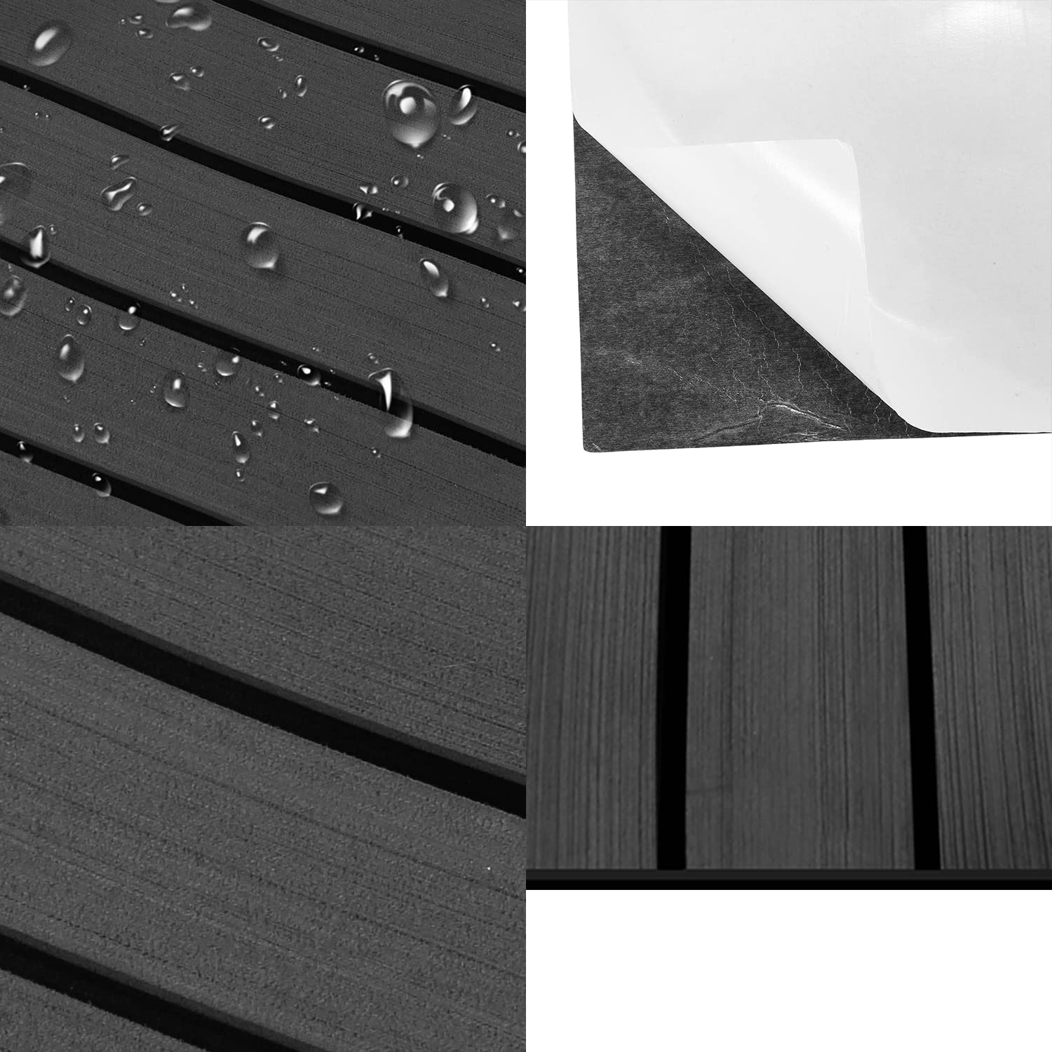 240x90cm Eva Schaum Boot Bodenbelag Matte, Deck Bodenbelag Matte, Selbstklebend Deckteppich Meeresboden, Nicht -Skateboard, für Boot, Boden, Surfen, Yachten (Dunkelgrau)