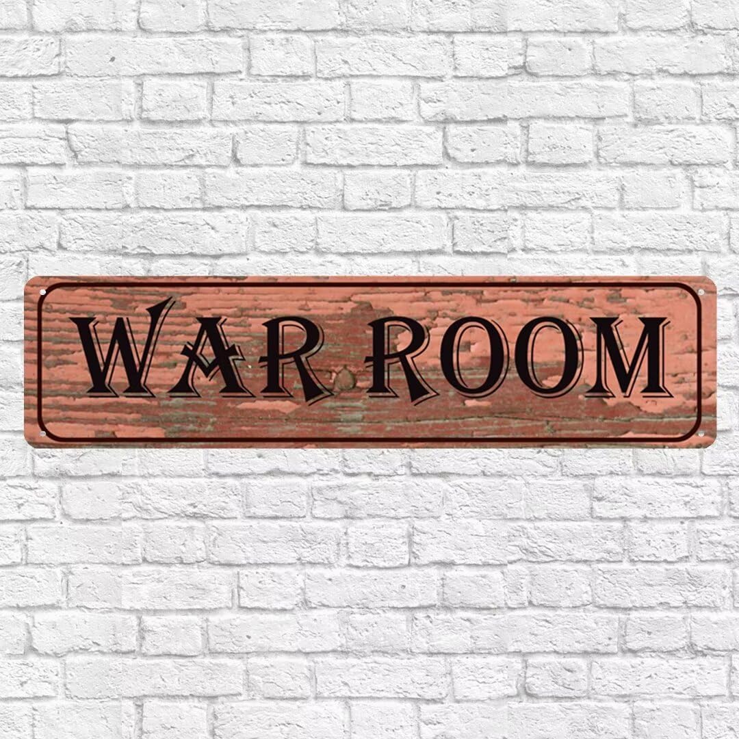 War Room Vintage Sign 4x16 Inch,Retro Metal Plaque Wall Art Decor,Metal Sign Poster for Home Living Room Bedroom Garden Garage Cafe Bar Pub