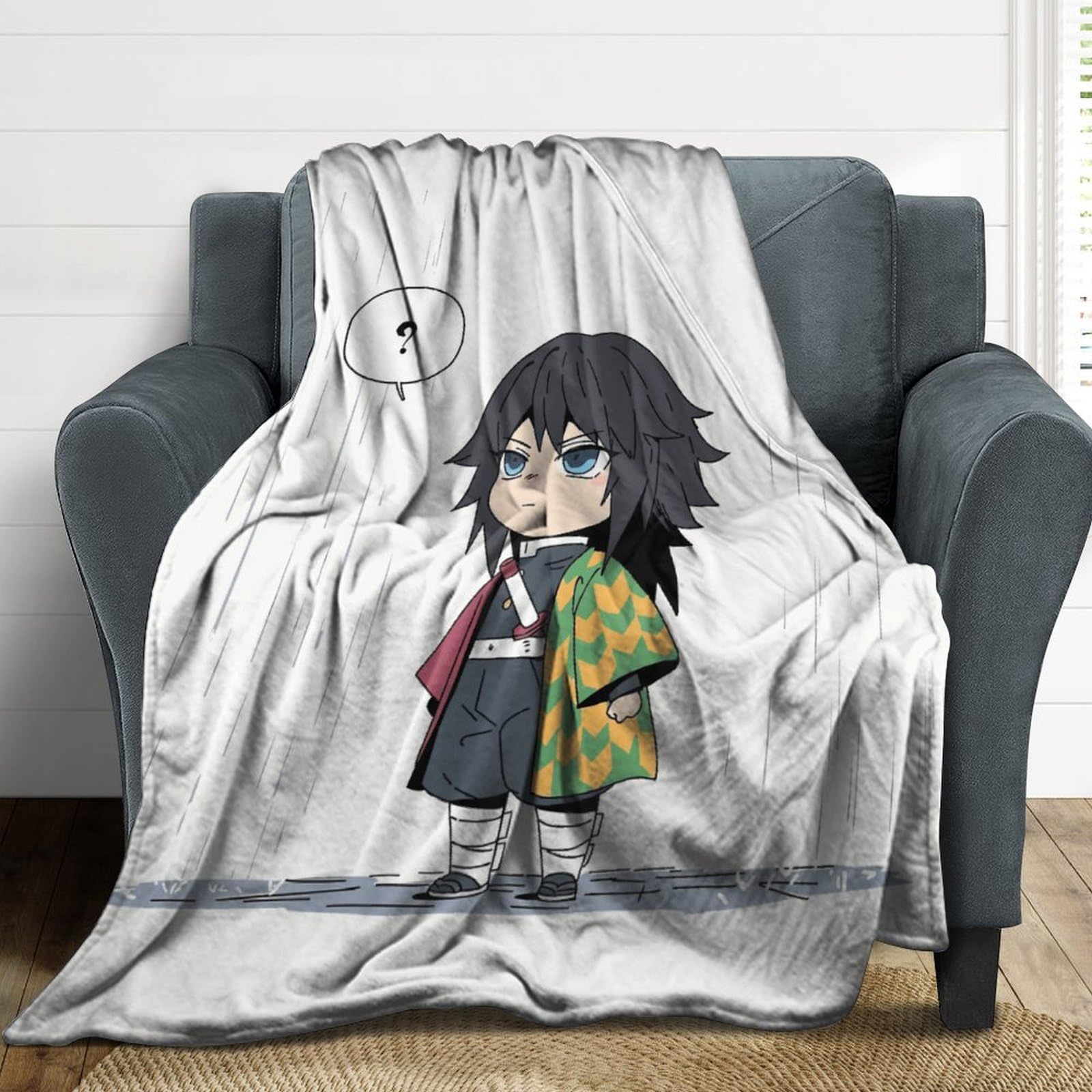 Amazon｜毛布 鬼滅の刃 水柱 冨岡 義勇 ブランケット ひざ掛け