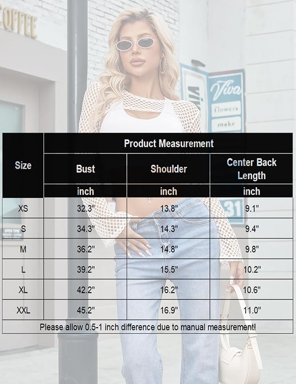 Avidlove Mesh Long Sleeve Tops for Women Sexy Crochet Y2k Tops Sheer Shirt by Avidlove - Used condition - Image 6