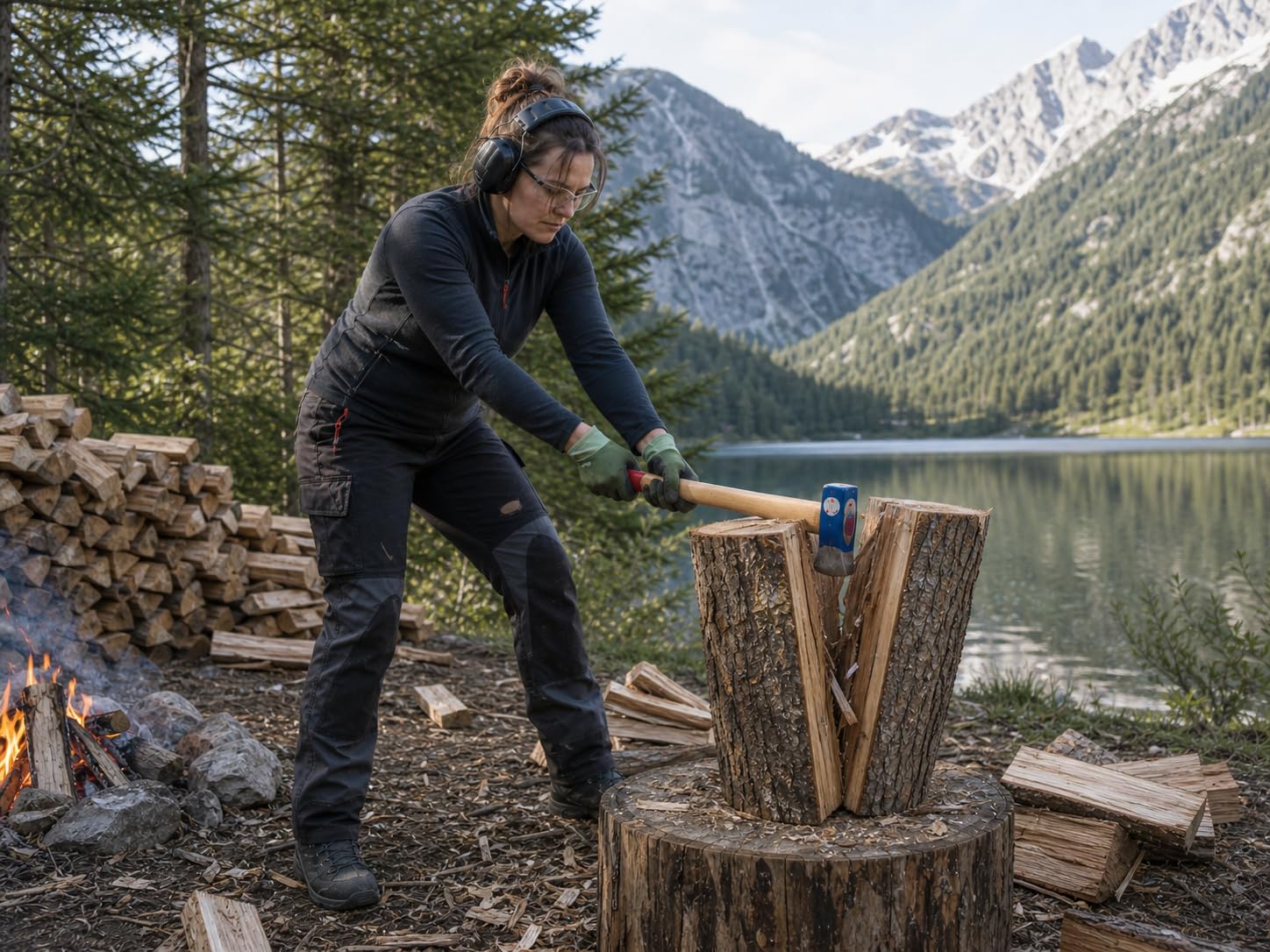 6729 Holzspalthammer 3500 g Kopfgewicht, 4500 g Gesamtgewicht, Eschenholzstiel 850 mm, geschmiedeter Spalthammer mit Wendenase zum Spalten und Einschlagen von Keilen im Holz