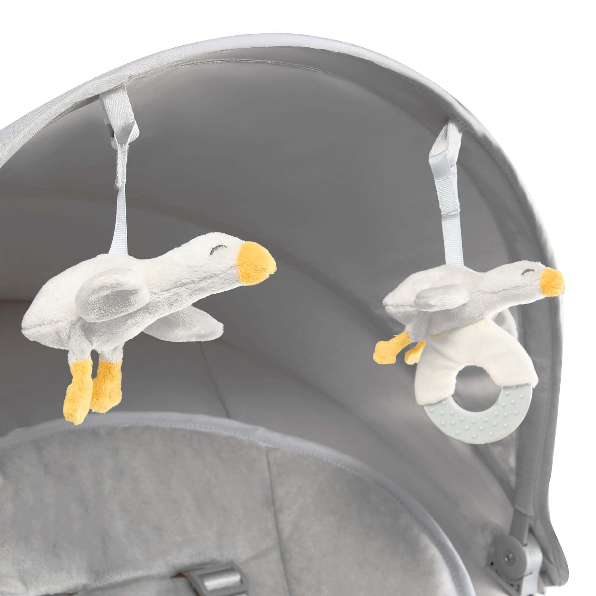 Kinderkraft TULSY Electric Hammock, 5 Intensity Levels, 12 Preset Melodies, Removable Toys, Adjustable, Lightweight, Bluetooth & USB, 5-Point Harness, Gray