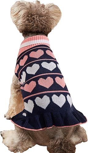 Jecikelon - Suéteres largos para perros y mascotas, suéter sin botones con cuello de tortuga tejido, suéter para cachorro para invierno, caliente,