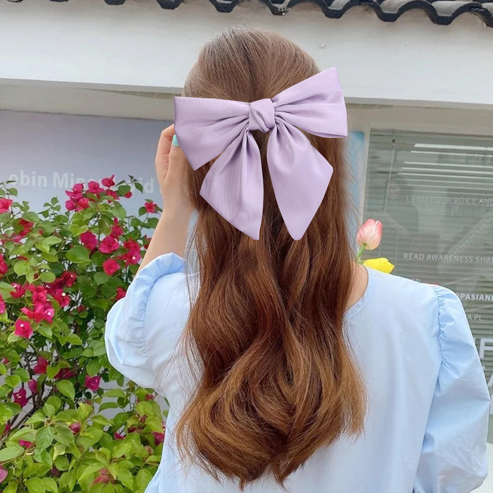 TOKUFAGU - 10 lazos grandes para el cabello para mujeres y niñas, 6.5 pulgadas, pinzas para el pelo estilo francés, lazo negro para accesorios para el cabello de niña (10 colores)