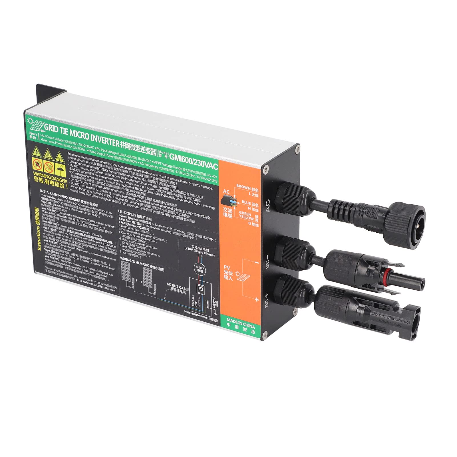 Microinversor Solar de 600 W, Aleación de Aluminio Duradera