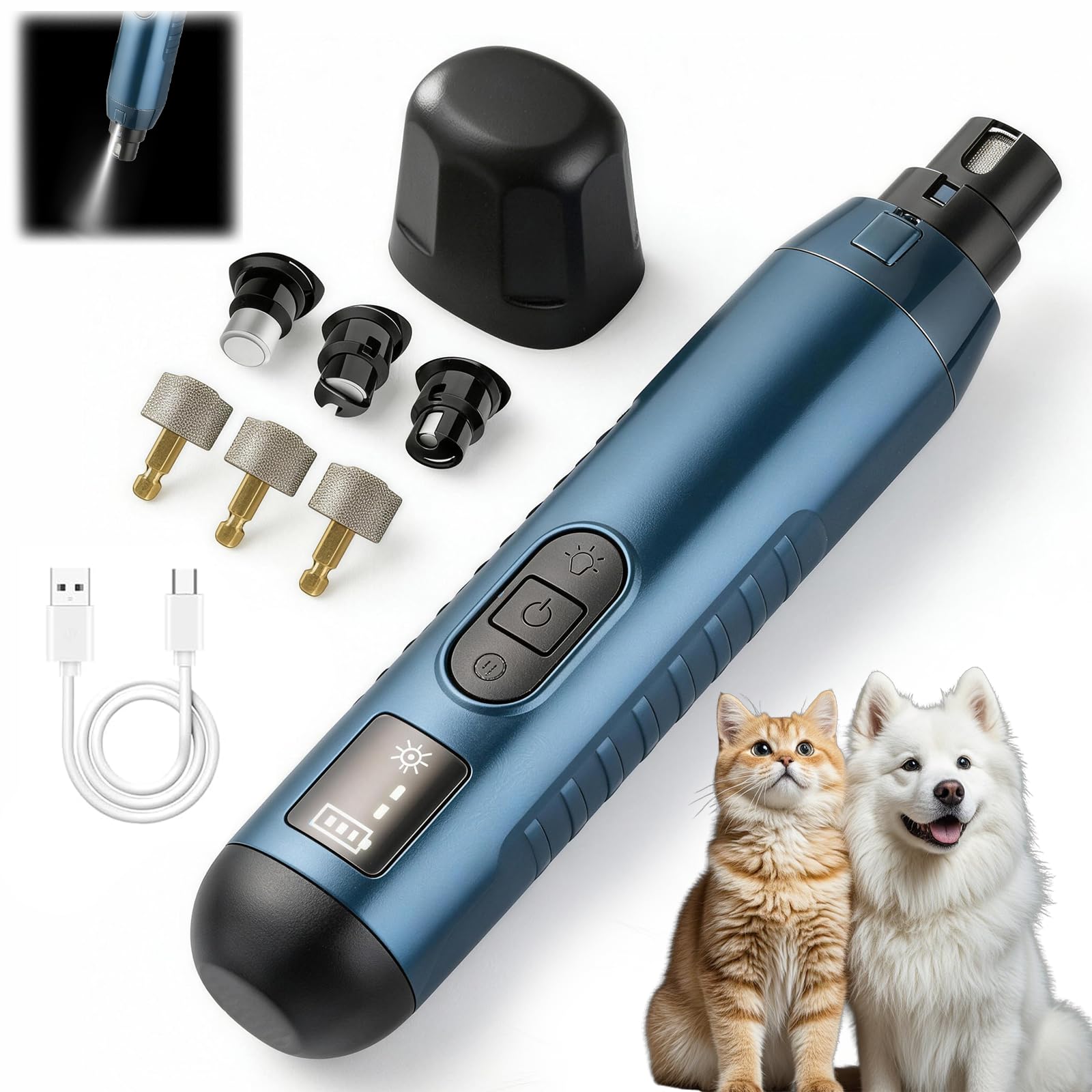 Meuleuse à ongles pour chiens Silent Groom Pro à 5 vitesses et lampe LED