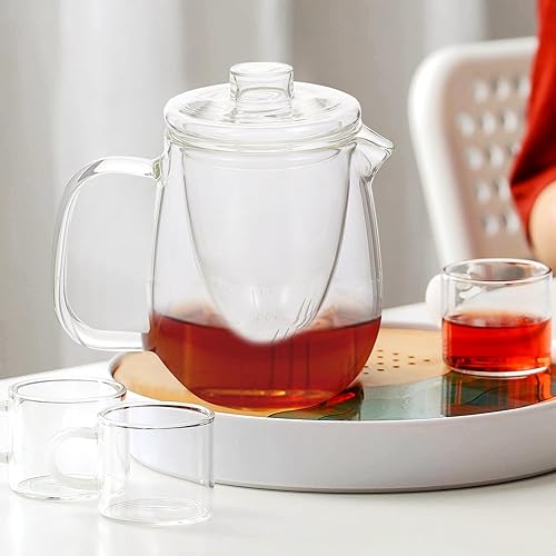 Miniatura 9 de Hemoton Tetera de vidrio resistente al calor para té de hojas sueltas Cafetera perfumada transparente para adultos para hierbas verdes