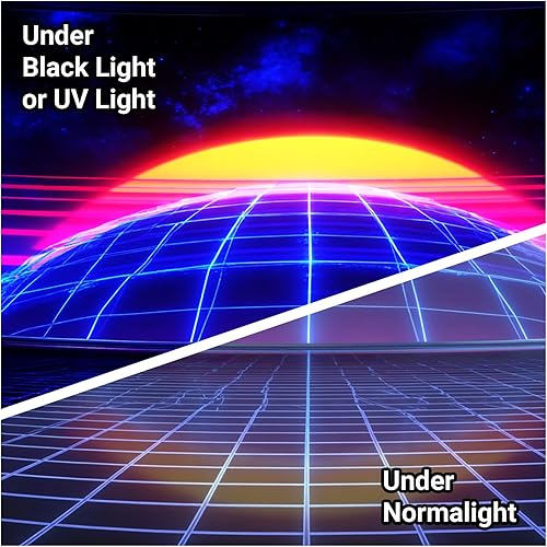 Miniatura 4 de Zpryzmia Blacklight Retro Synthwave Tapestry - Glow in the Dark Neon Starry Sunset Tapestries Geometric Grid Upright Posters Wall Hanging Room Decor