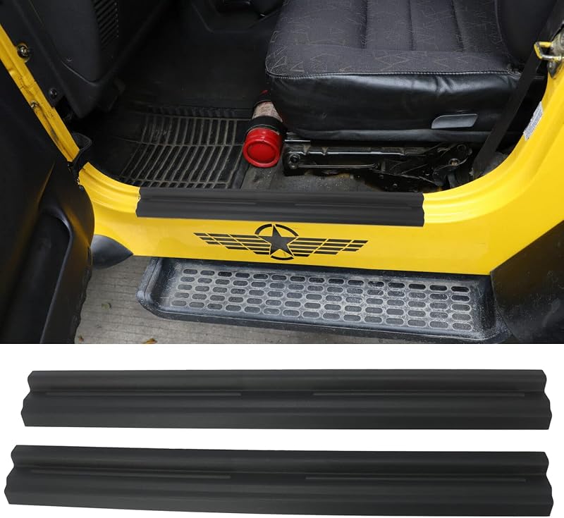Protetor de Soleira de Porta em ABS Preto para Jeep Wrangler TJ 1997 a 2006, 2 unidades