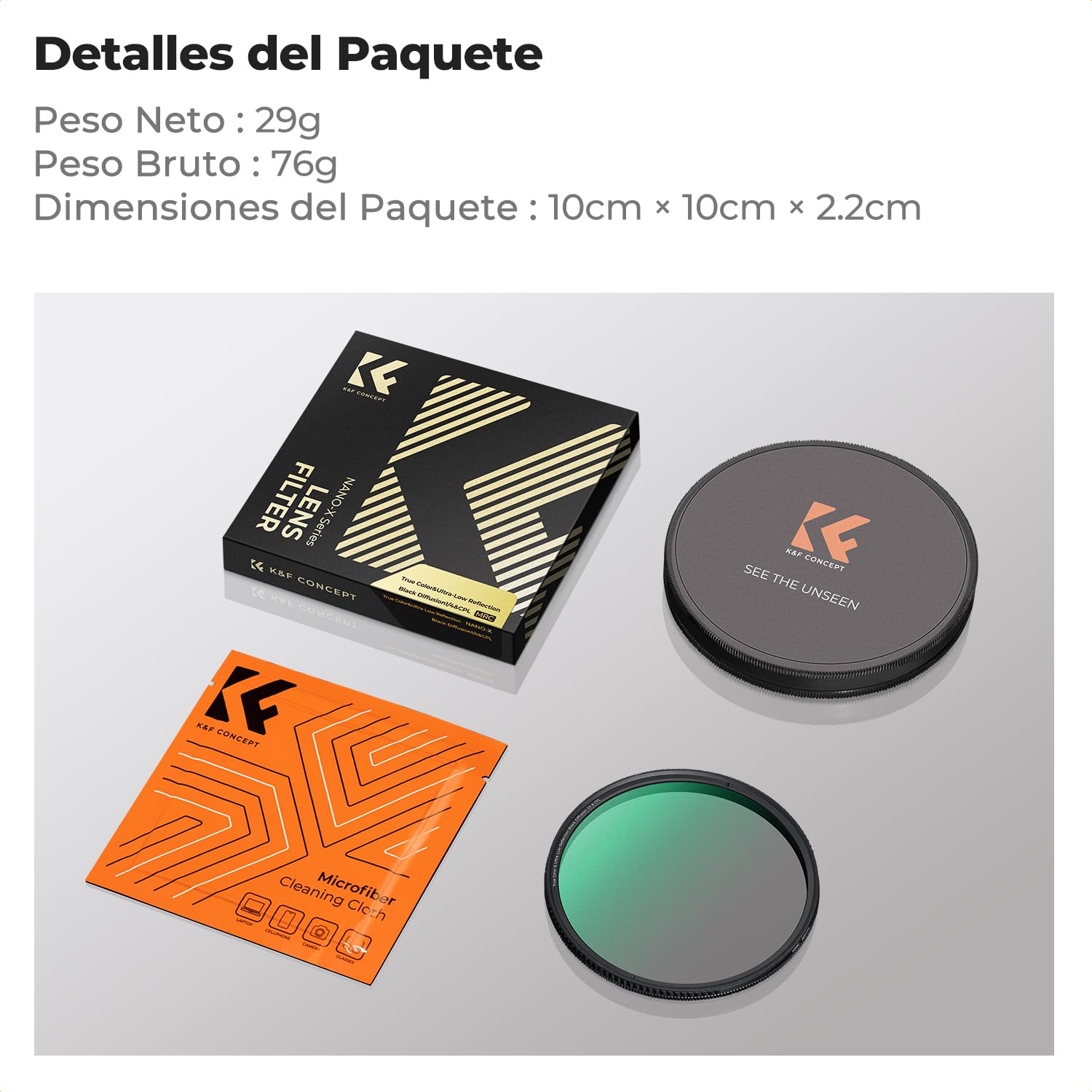K&F CONCEPT 72mm Nano-Xcel Filtro CPL&Black-Mist TrueColor&Reflex UltraBaja | CPL & Black Difussion 1/4 Filtro True Color & Reflexión Ultra Baja con Revestimiento Nano,Un Paño de Limpieza - FA710