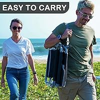 Vista 8 de FUNDANGO Mecedora de camping para adultos, mecedora portátil de gran tamaño plegable al aire libre con enfriador y bolsillo lateral para exterior