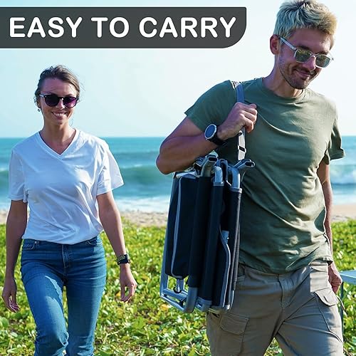 Miniatura 8 de FUNDANGO Mecedora de camping para adultos, mecedora portátil de gran tamaño plegable al aire libre con enfriador y bolsillo lateral para exterior,