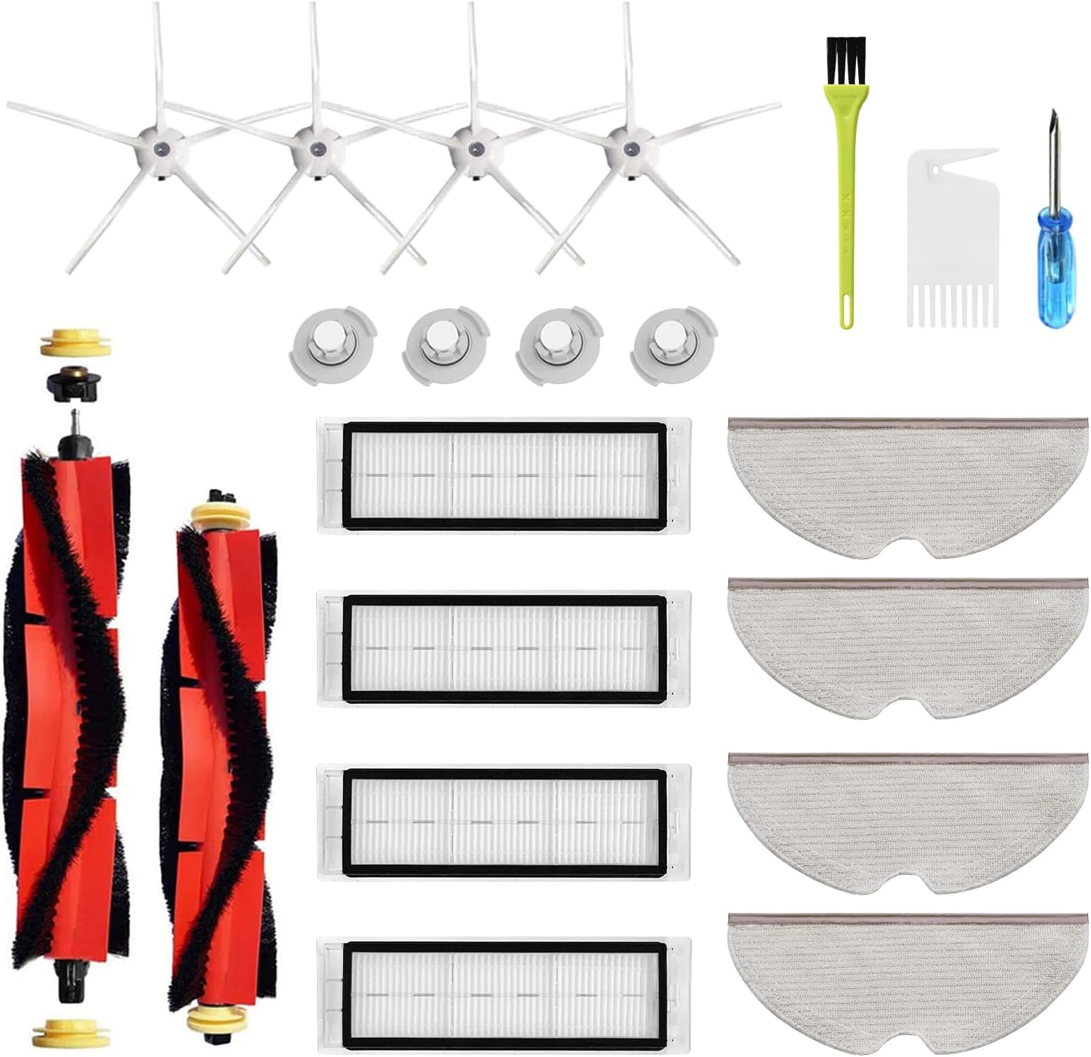Replacement Parts Compatible for Xiaomi Roborock Mijia Xiaowa S5 S5 MAX S6 S60 S65 S50 S55 E25 E35 Filter Mop White Silicone Gel Sweeping Brush Accessories Replenishment Kit