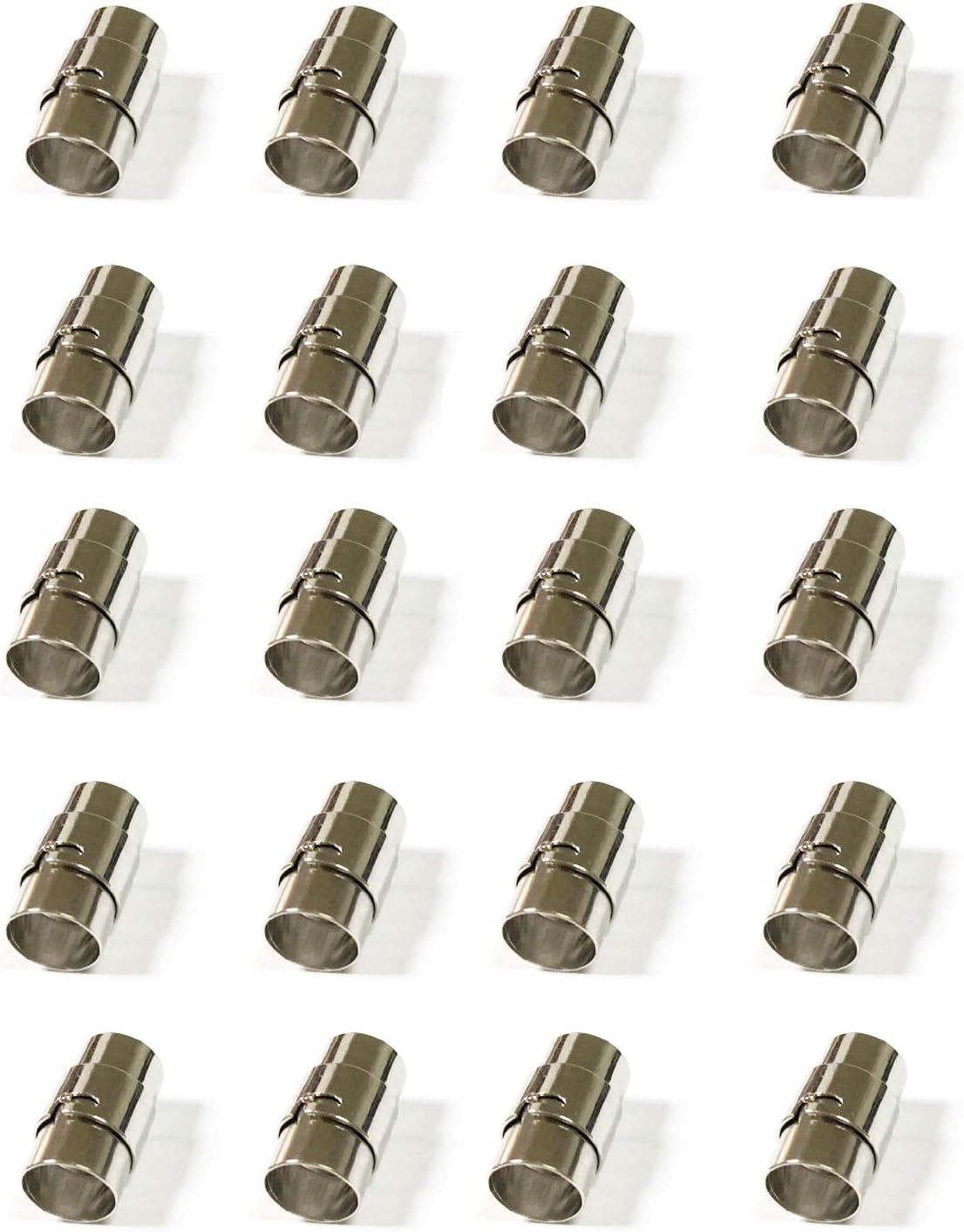 20PCS Cord End Caps for Jewelry Making, Magnetic Clasps for Leather with Locking Leather Rope Necklace/Bracelet Buckle(Silver 6mm)