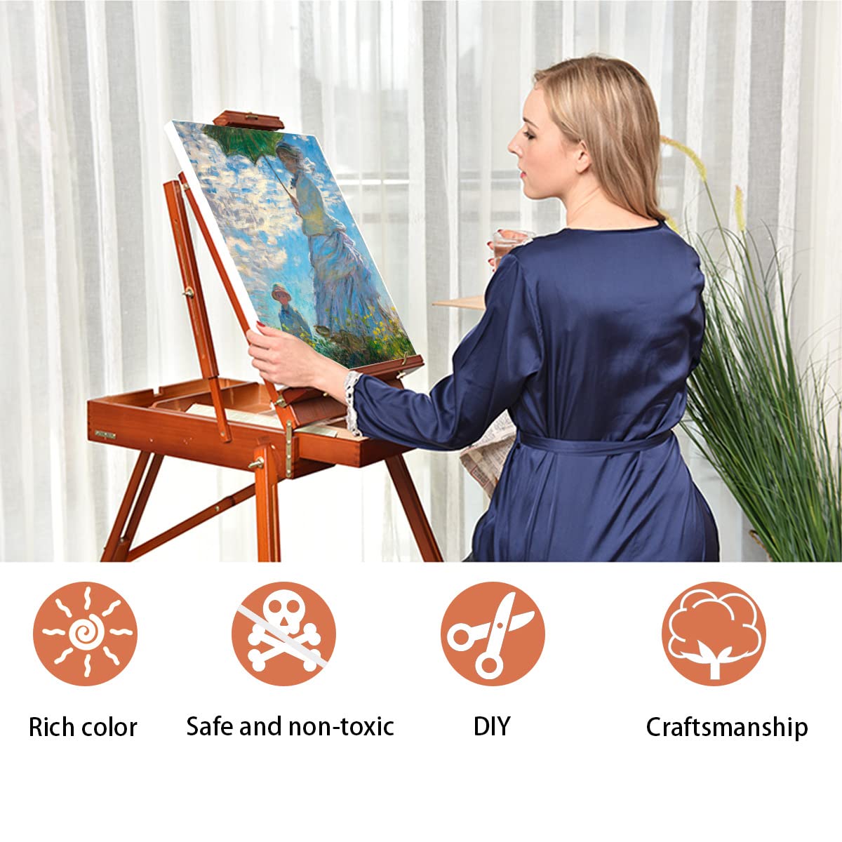 Amazon.co.jp: Hzong 数字油絵 クロード モネ 油絵 日傘さす女性 DIY絵
