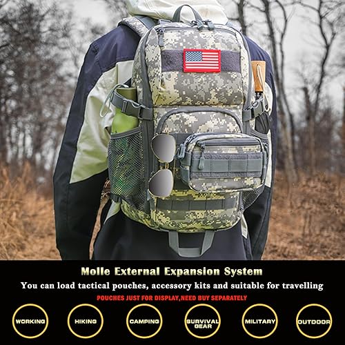 Miniatura 6 de Mochila militar de camuflaje para hombre, 30 l y 40 l, con parche de bandera de Estados Unidos, impermeable, para la escuela al aire libre