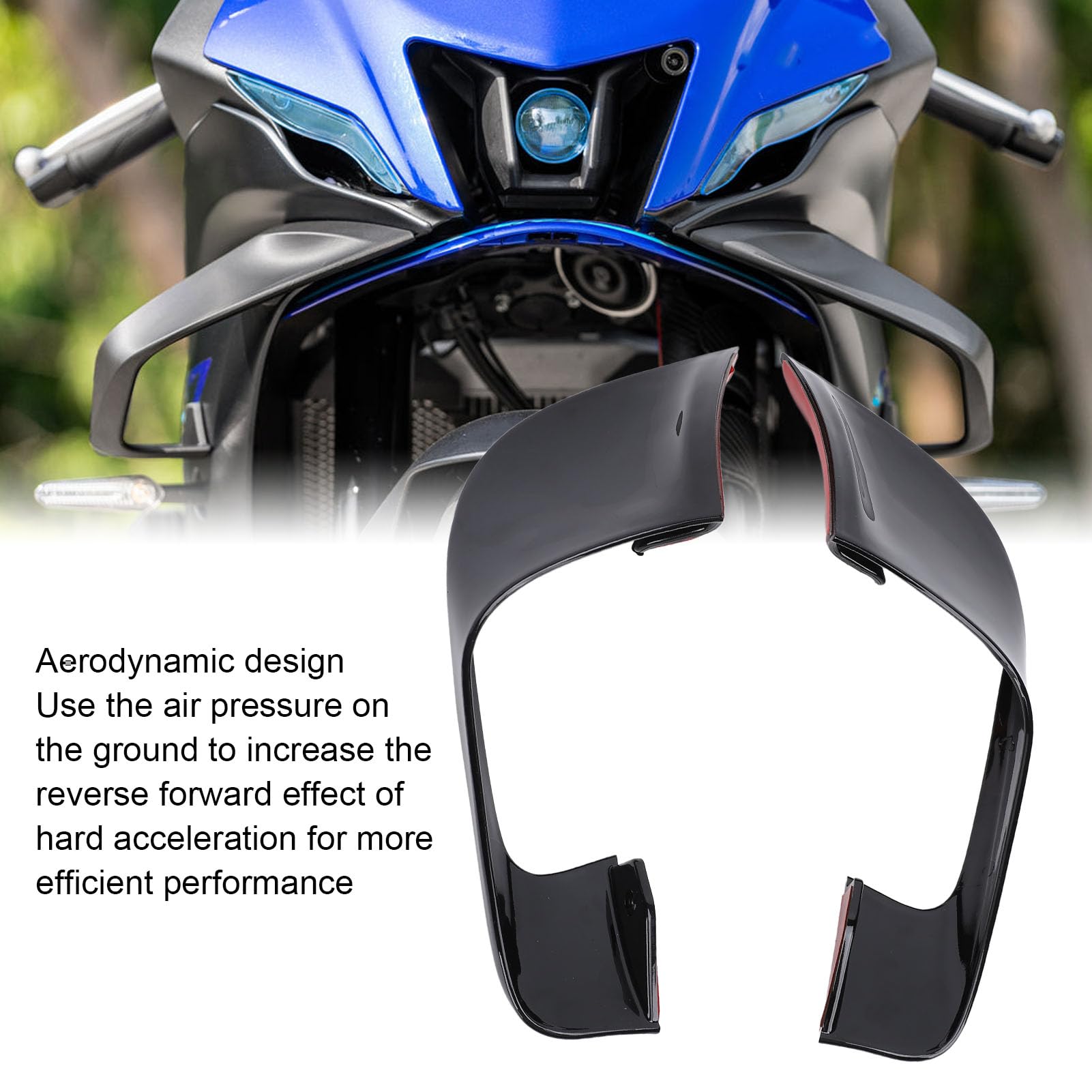 1 paio di carenature per moto, ali laterali aerodinamiche, deflettori antivento con spoiler winglet per YZF R7 dal 2020 al 2024 (nero lucido)