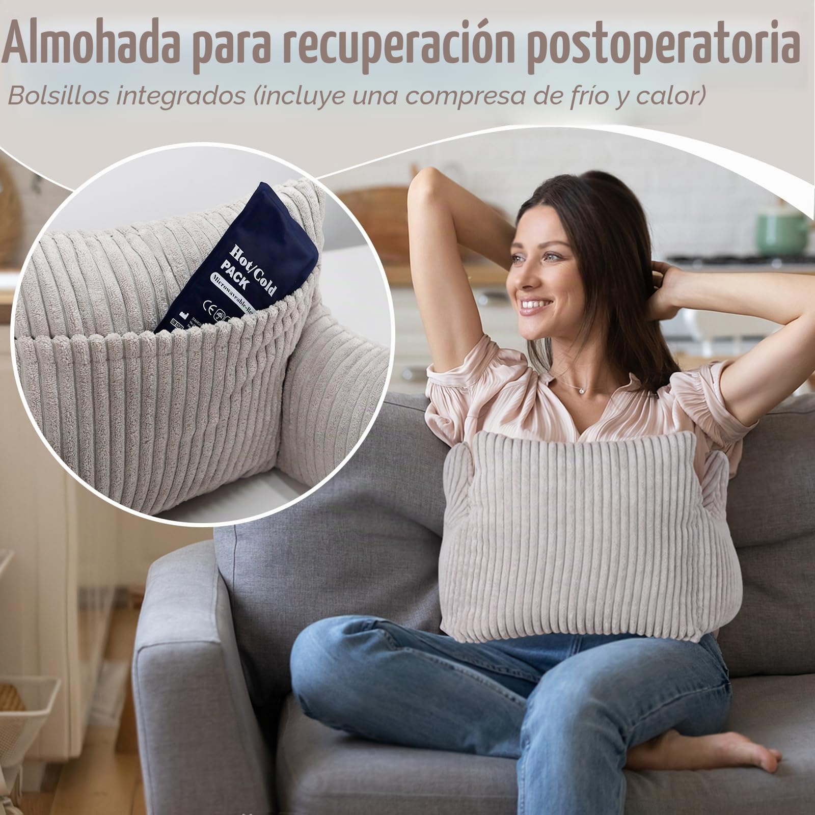 Almohada de recuperación para histerectomía RoamReady, cojín postoperatorio para abdomen, cesárea, abdominoplastia, tumorectomía, miomectomía, pacientes imprescindibles, almohada abdominal con
