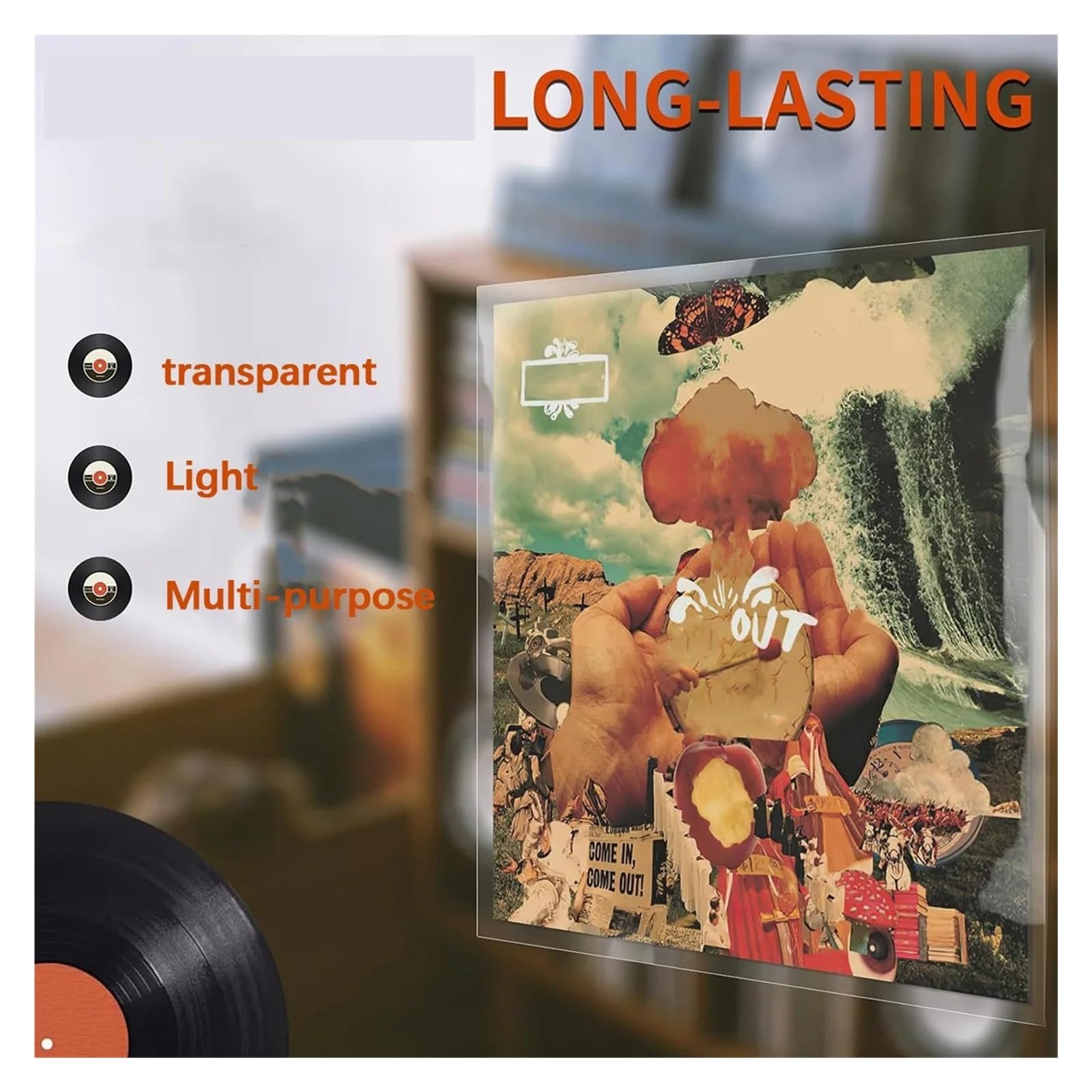 Copertine Interne per Dischi in Vinile Custodia Protettiva for Dischi in Vinile da 12 Pollici 20/50 Pezzi, Borsa Trasparente for LP Giradischi, for Aperta, 32,3 cm*32 cm(Transparent 50PCS)