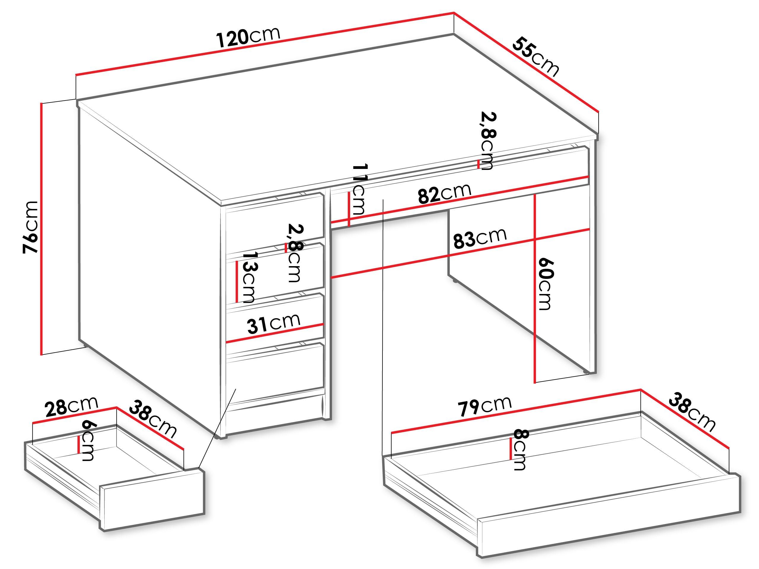 Mirjan24 Schreibtisch Ada, 5 Universale Schubladen Schülerschreibtisch Computertisch Kinderschreibtisch Arbeitstisch PC-Tisch Jugendzimmer Kinderzimmer (Sandbeige)