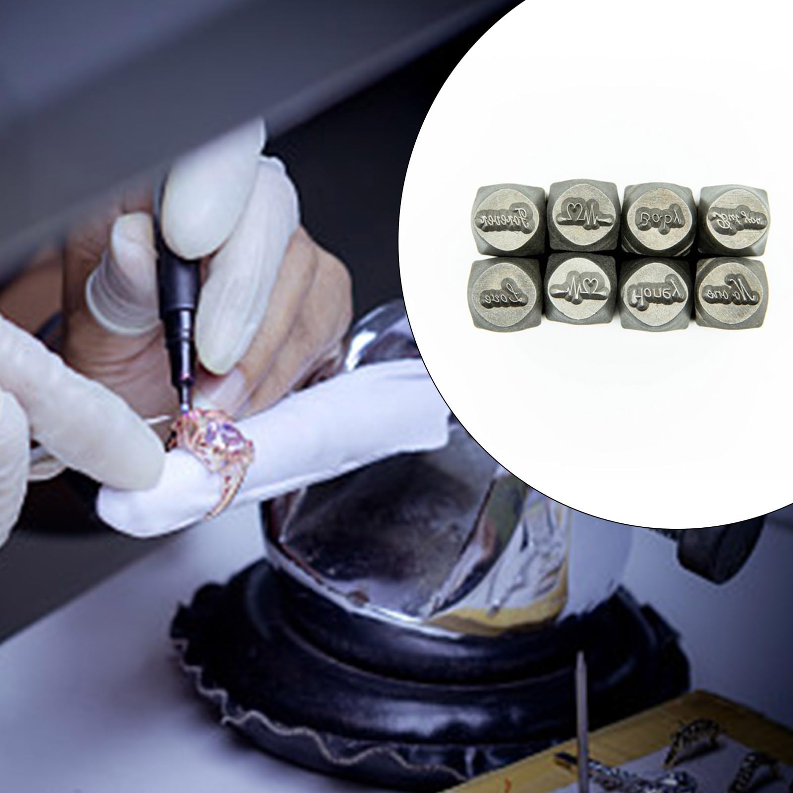 Paquete de 8 cinceles profesionales para tallar joyas, herramienta de yunque de metal para hacer joyas y texturizar equipos de joyería, equipo de fabricación de joyas