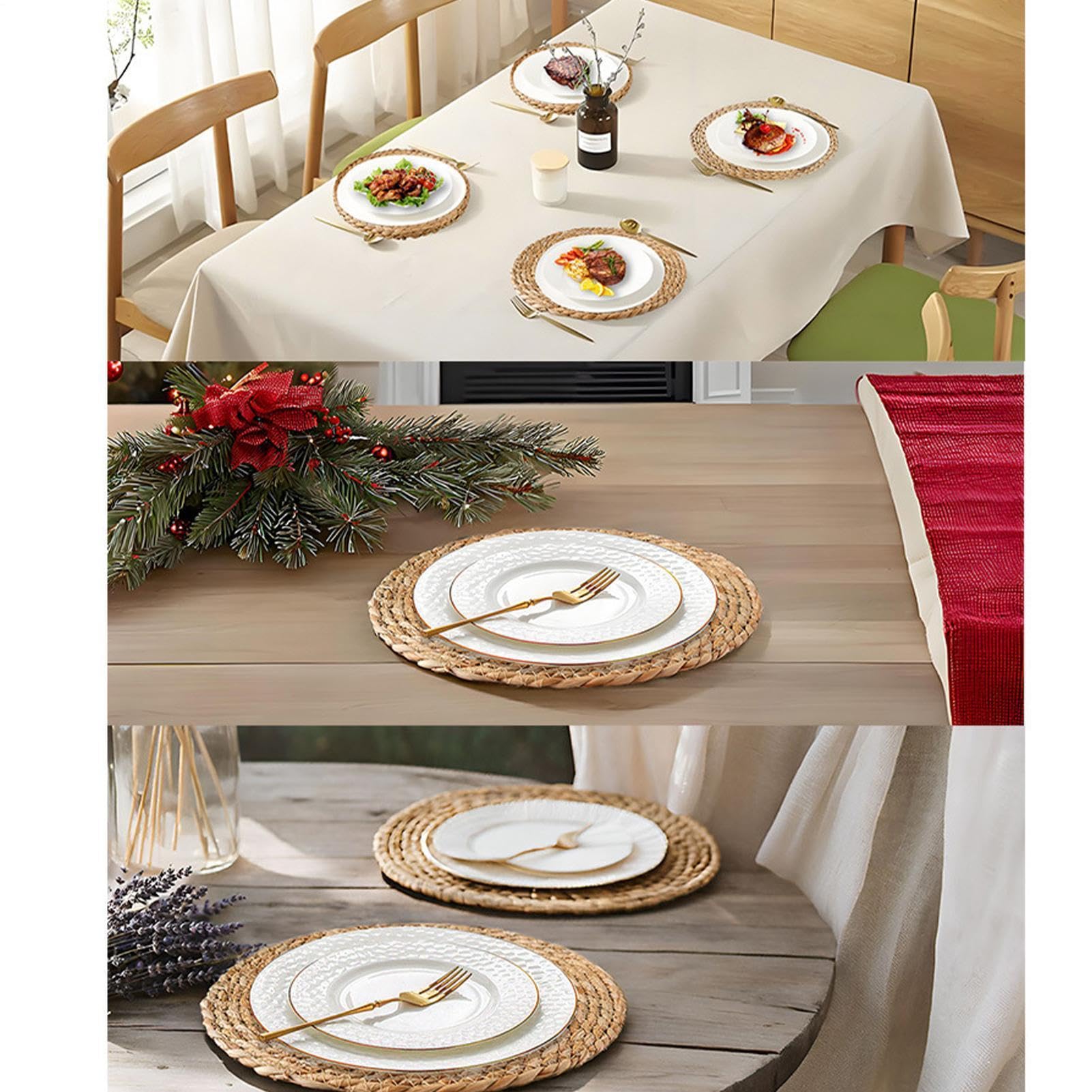 Tovaglietta In Rattan 6 Pezzi 30 cm Decor in Rattan Naturale Intrecciato a | Set Di Sottopiatti Per Cucina Casa Patio Giardino Cortile Picnic Campeggio Matrimonio Fes
