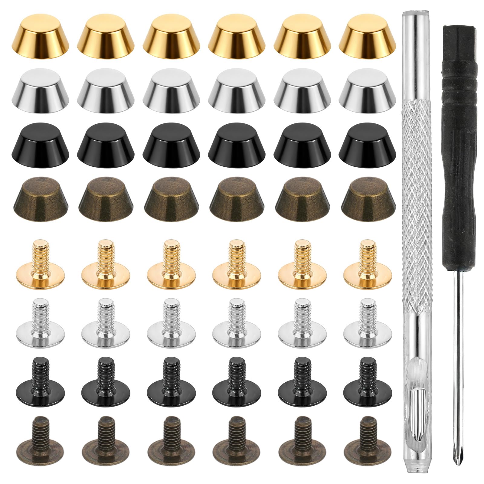 50PCS Purse Feet for Handbags, Screw-Back Metal Studs Rivet, Alloy Flat Head Nailhead Purse Hardware for Bag Making Leather Craft DIY Bag Protection Accessories
