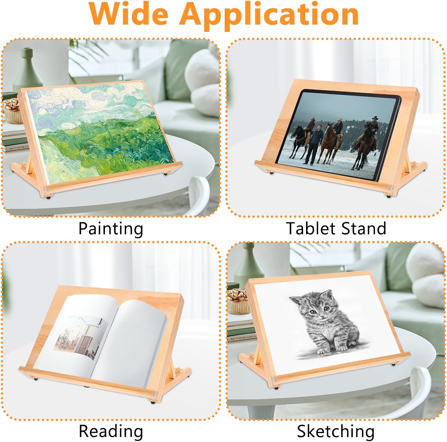 2PCS Tabletop Easel for Painting 17.7"x11.8" Adjustable Angle Portable Easel Tabletop Wooden Easel Stand for Canvas Book Artwords Display