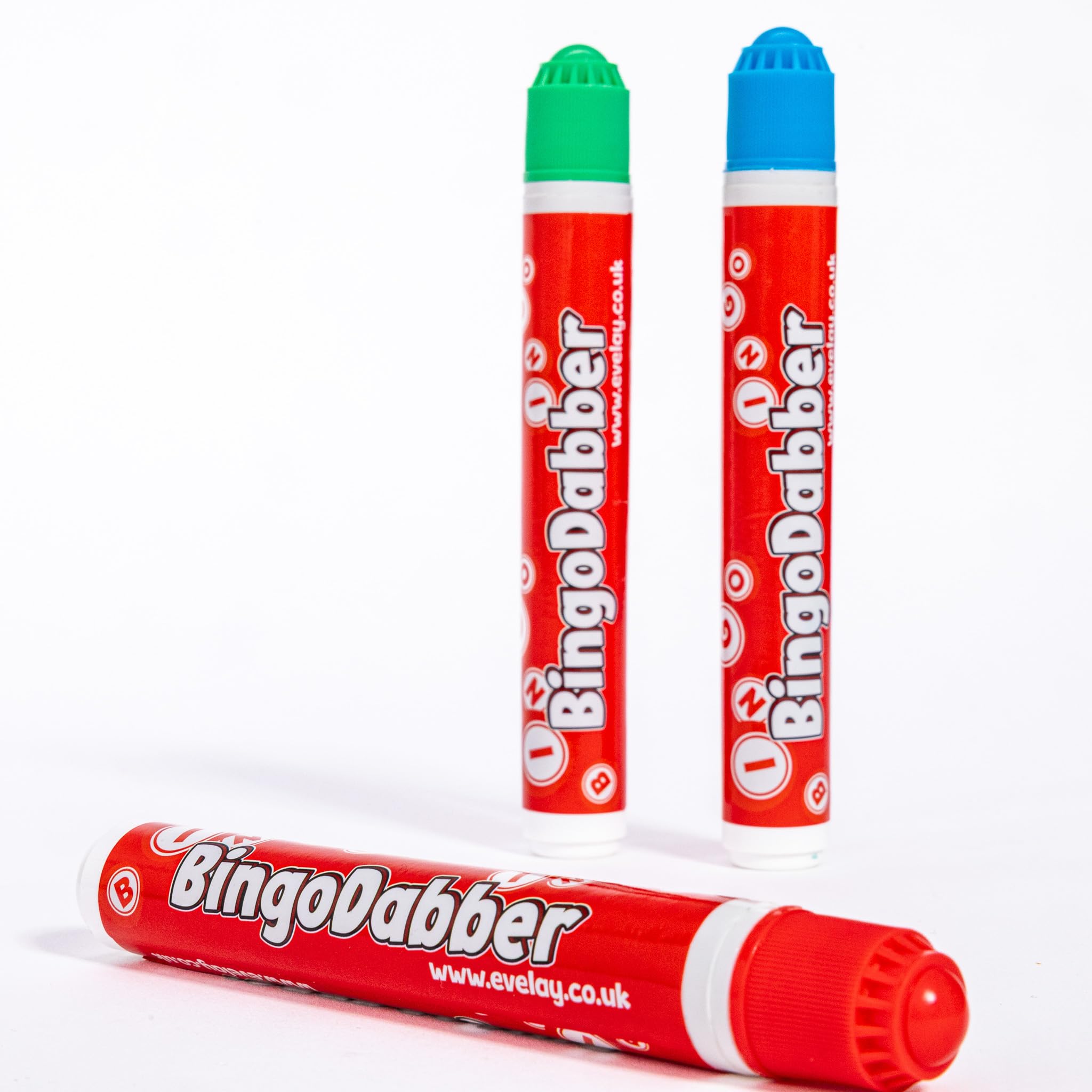 Evelay Bingo Dabber Gift Set - 3 Dabbers, Board With Clip, Storage Bag, Non-Drip Ink, 6 Colors