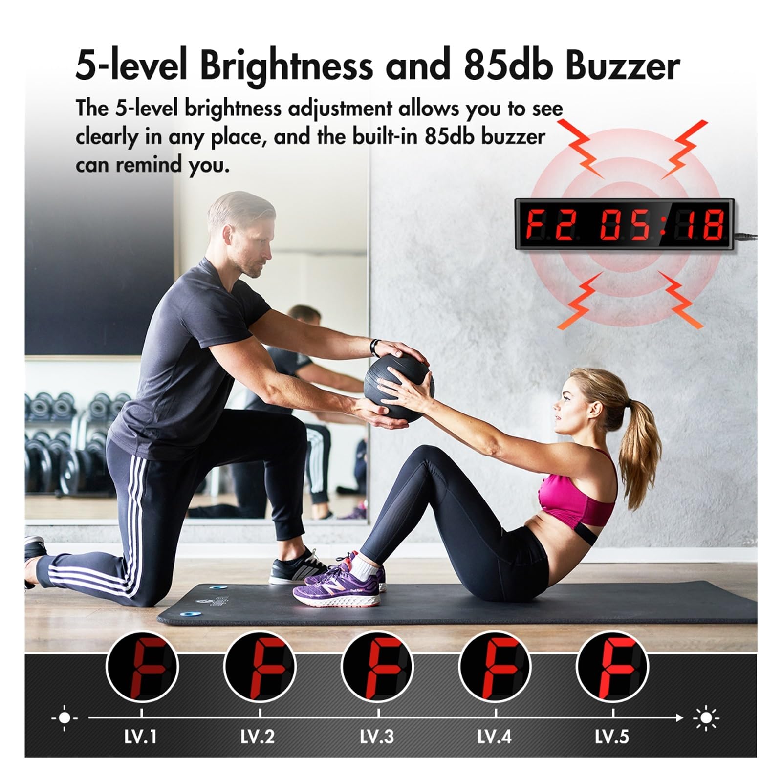 Countdown Timer, 3 pollici LED palestra timer intervallo timer conto alla rovescia orologio da parete timer fitness cronometro palestra domestica fitness ora minuto secondo tempo reale