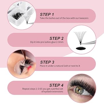 Lash Extension FADLASH 20D Premade Fans Eyelash Extensions 600pcs Pre Made Fans Lash Extensions Premade Lash Fans Volume Lash Extensions D Curl Eyelash Extension Premade Fans (20D-0.07D-14-20mm)