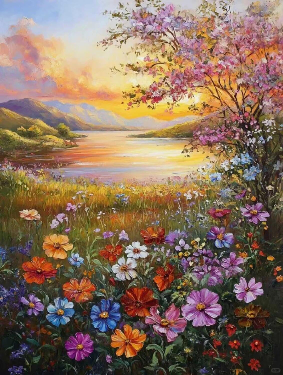 Rqwybcaxn Seed Bead Embroidery Kits Colorful Flowers 40x50cm