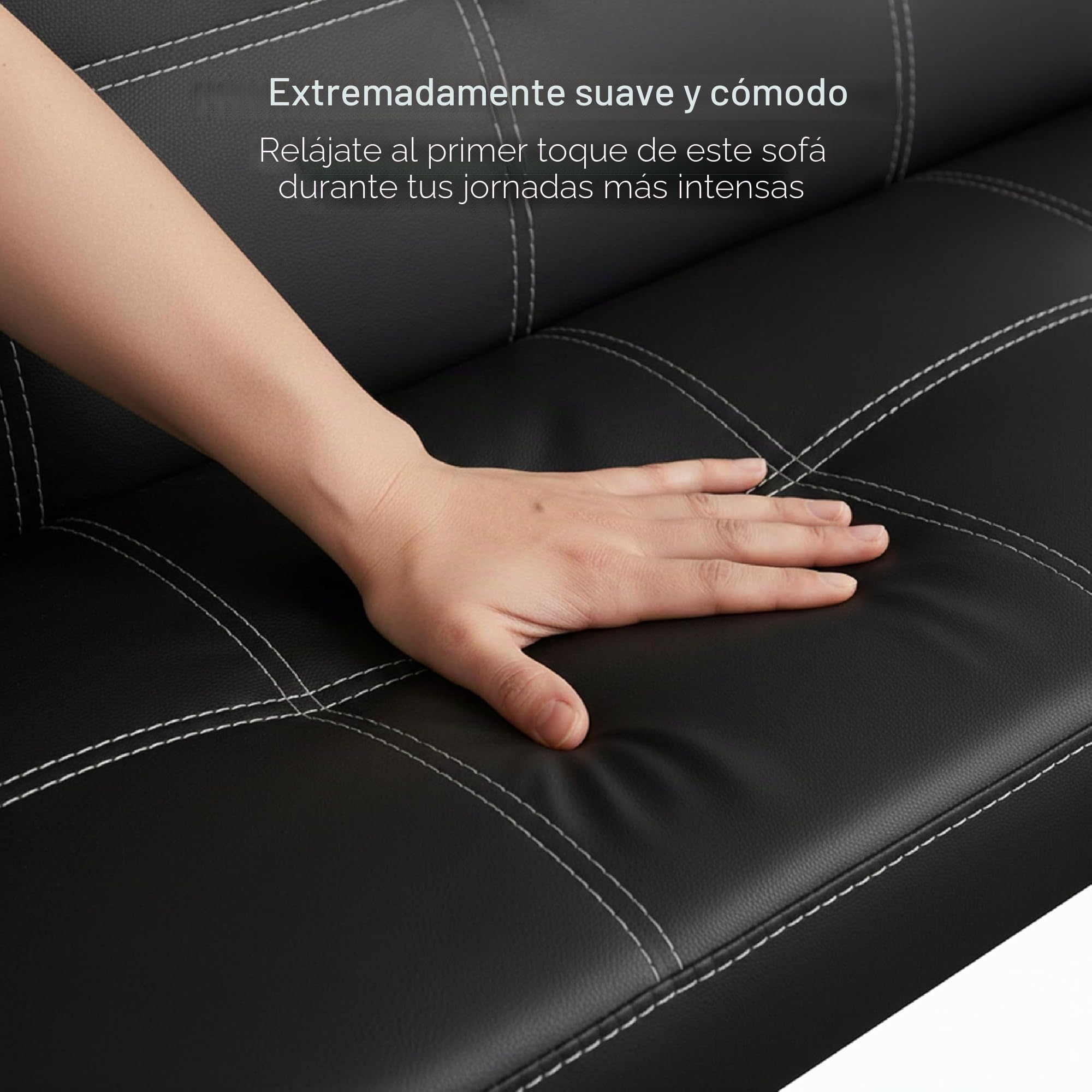 Baroni Home Sofá cama de piel sintética de 3 plazas convertible en cama acolchado, sofá reclinable con patas de plástico para salón, habitación de invitados, apertura 88 cm, 166 x 75 x 70 cm, piel